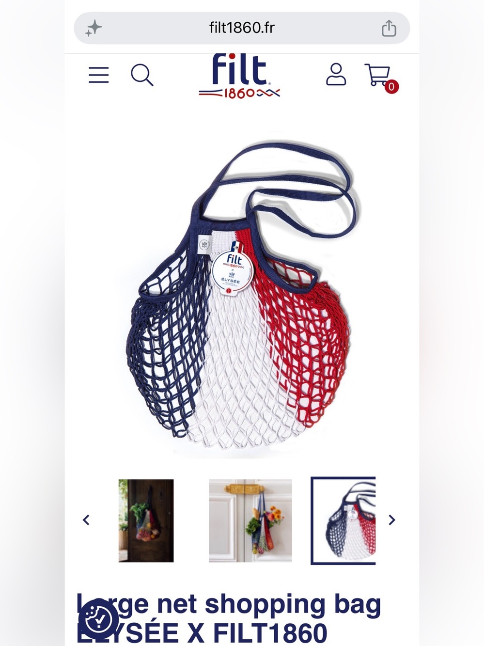 Filt 1860 Tricolor Large Net Shopping Bag - Navy White Red